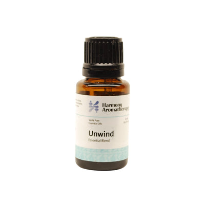 Unwind essential oil on white background